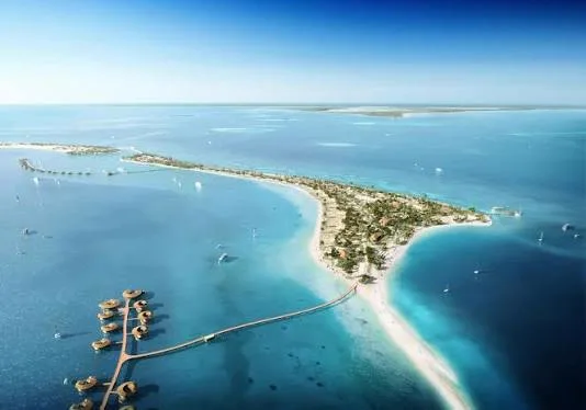 Ummahat Island and The St. Regis Red Sea Resort seen from the air
