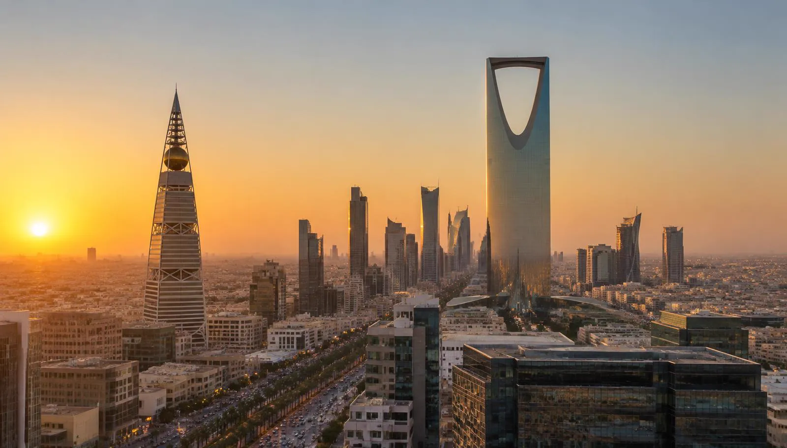 Riyadh i Saudi-Arabia med moderne skyline