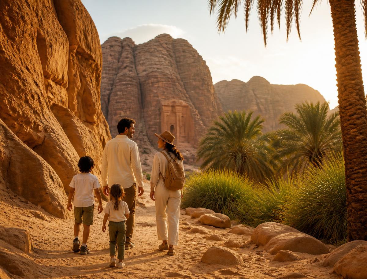 Familie på opplevelsesreise i Saudi-Arabia